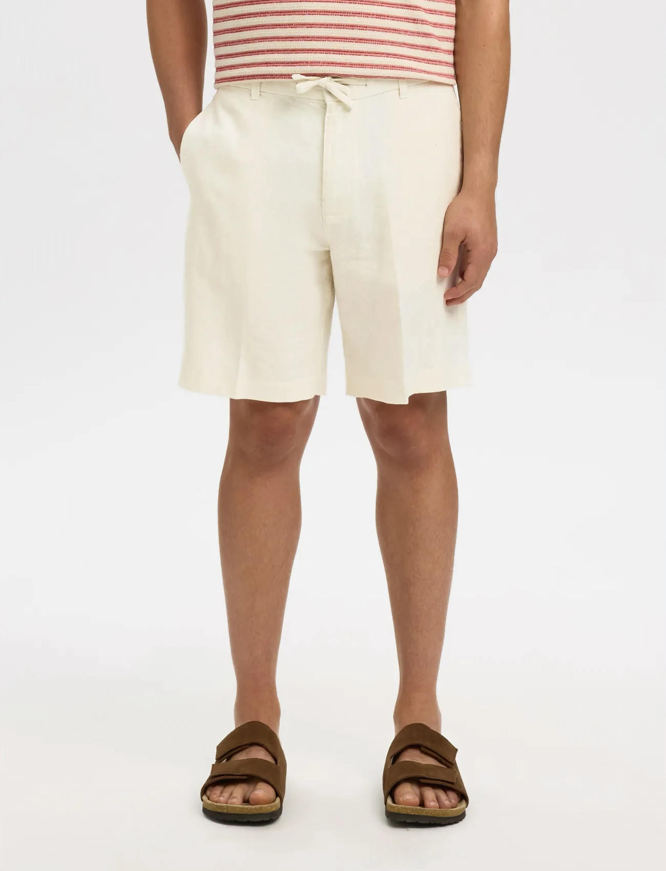 Selected Slmregular-Leroy Linen Bld Shorts Noos, XL, Cream, Shorts > Afslappet, Herre