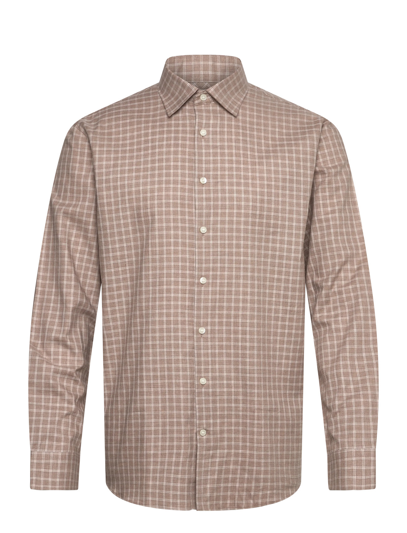SELECTED Slmreg-Leo Heather Shirt Ls Noos Beige - L - Herren