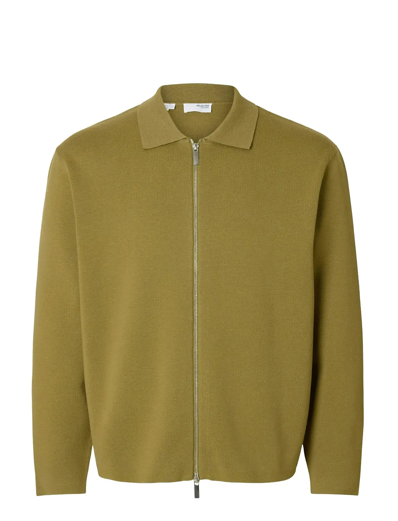SELECTED Slhmike Hell Ls Knit Full Zip Cardigan Khaki - L - Herren