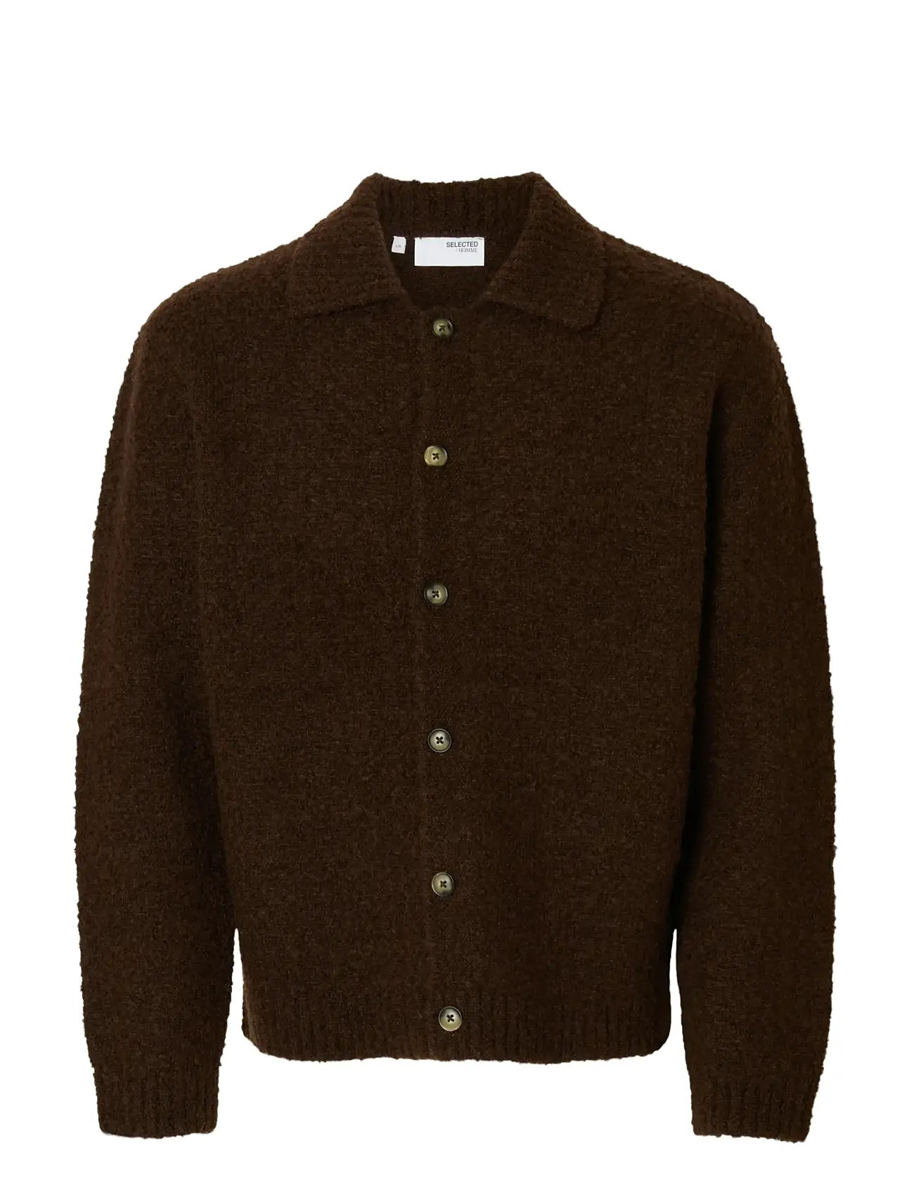 SELECTED Slhloyd Ls Knit Boucle Polo Cardigan Braun - XL - Herren