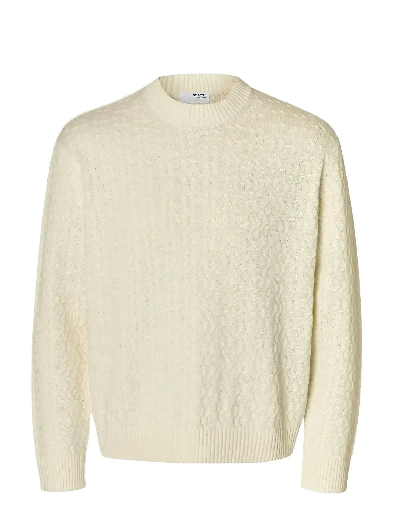 SELECTED Slhphilip Ls Knit Relaxed Crew Neck Cream - XL - Herren