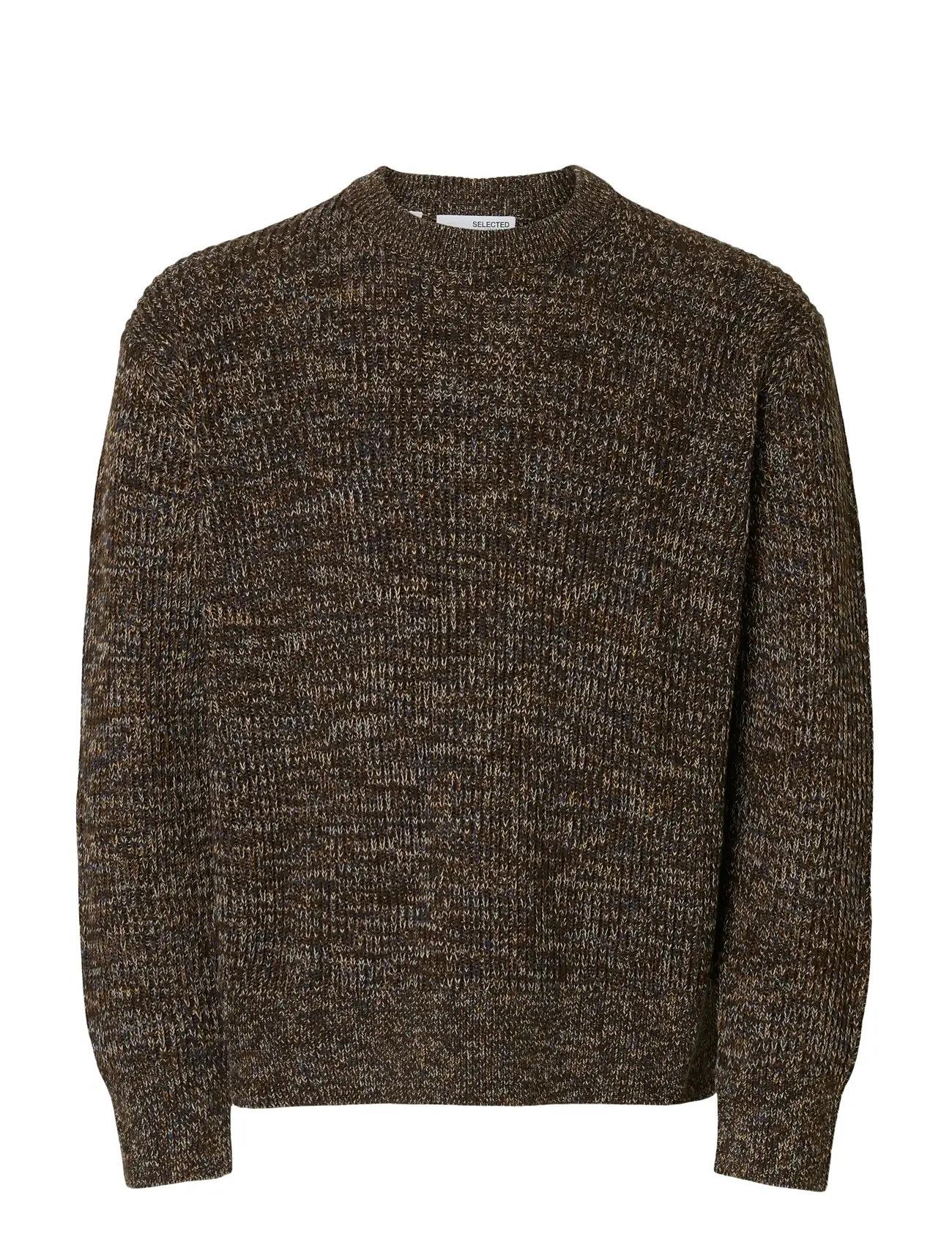 SELECTED Slmtilum Ls Knit Crew Neck Noos Braun - L - Herren