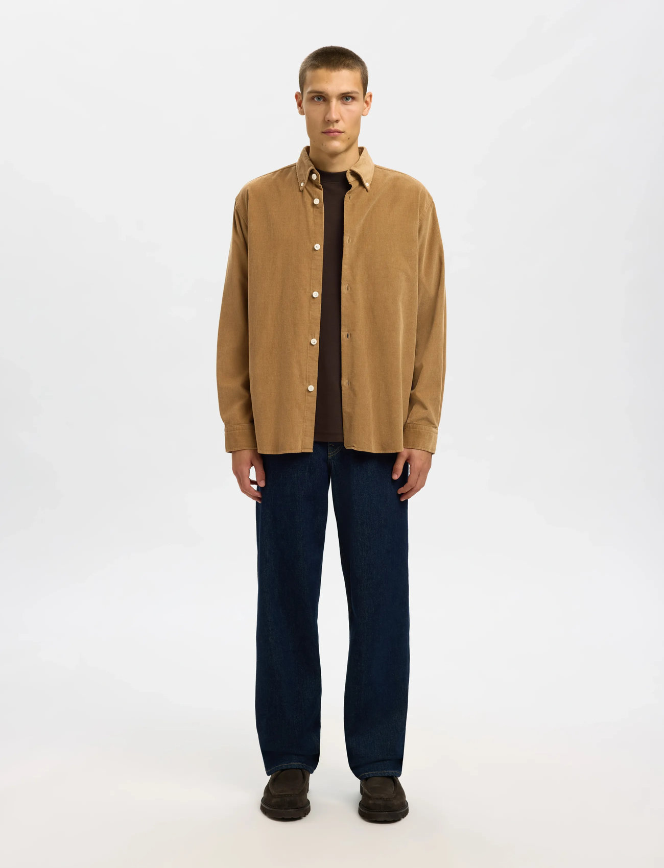 Selected Slmregcole Danni Cord Bd Ls Shirt Noos, M, Beige, Skjorter > Afslappet Shirts, Herre