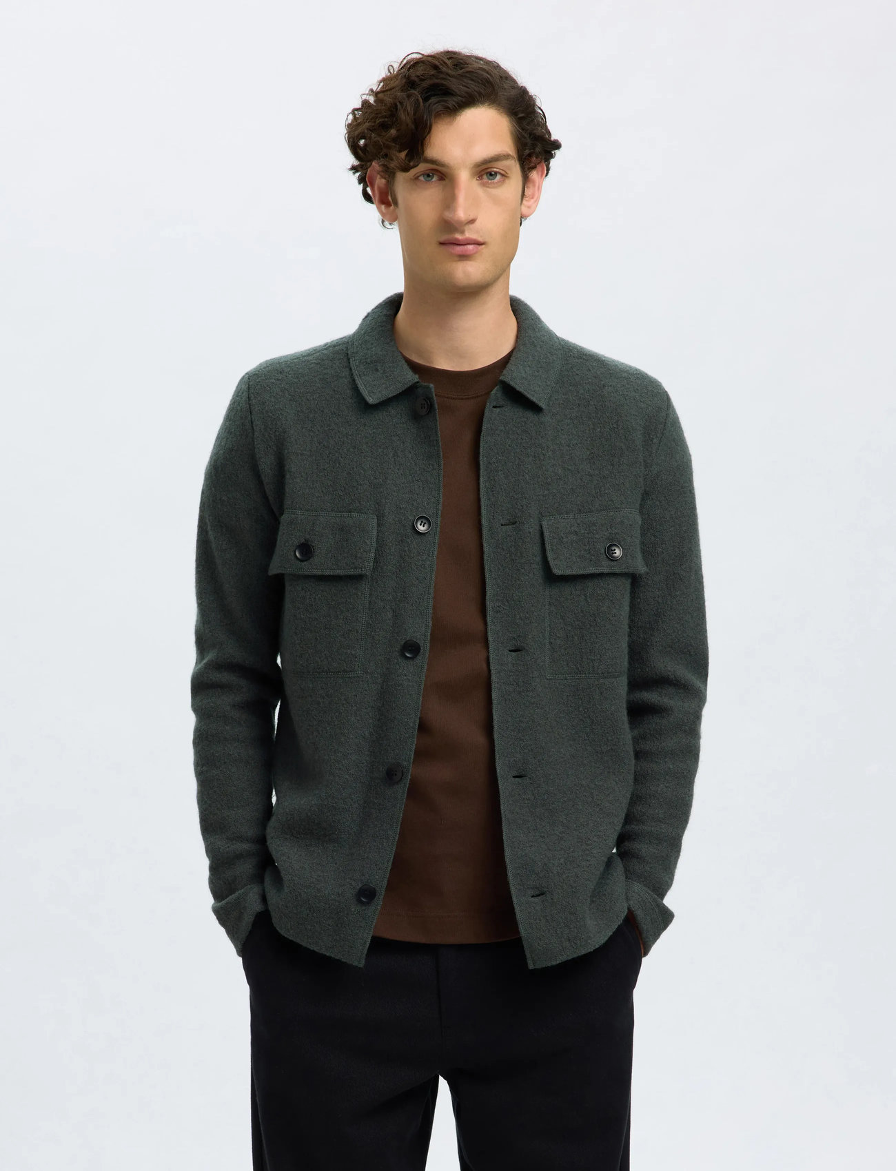 Selected Slmnealy Ls Knit Workwear Cardigan Noos, L, Khaki green, Jakker > Uldjakker, Herre