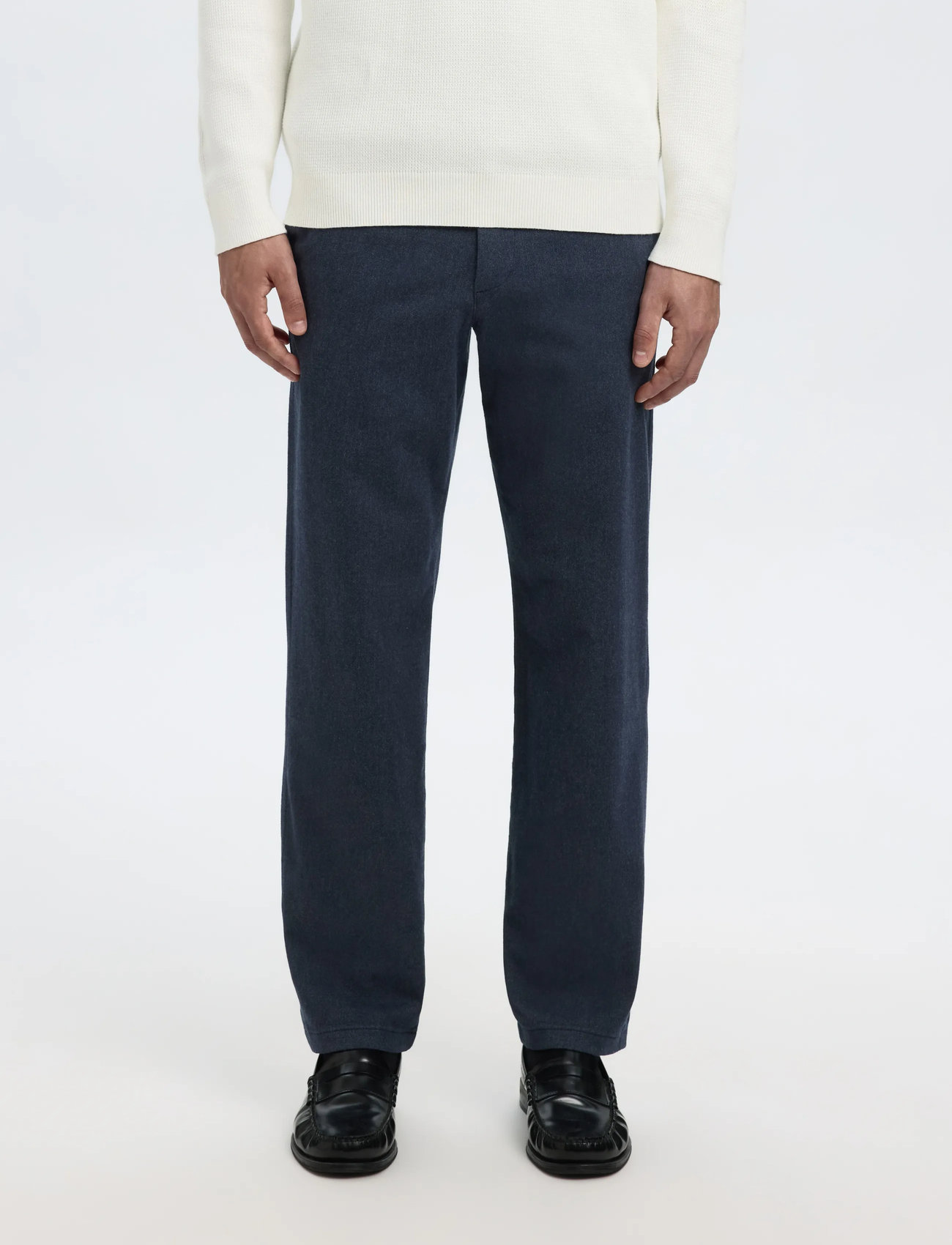 Selected Slh196-Straight Miles Brushed Pant Noos, 32 x 34, Navy, Bukser > Afslappet, Herre
