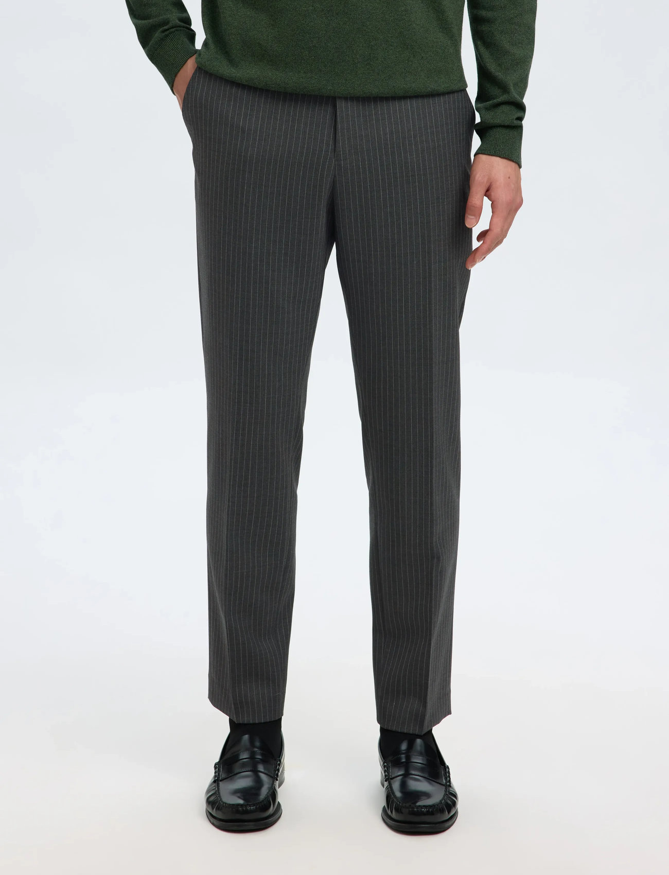 Selected Slhslim-Theo Lano Pinstriped Trs, 54, Grey, Bukser > Formelle Bukser, Herre