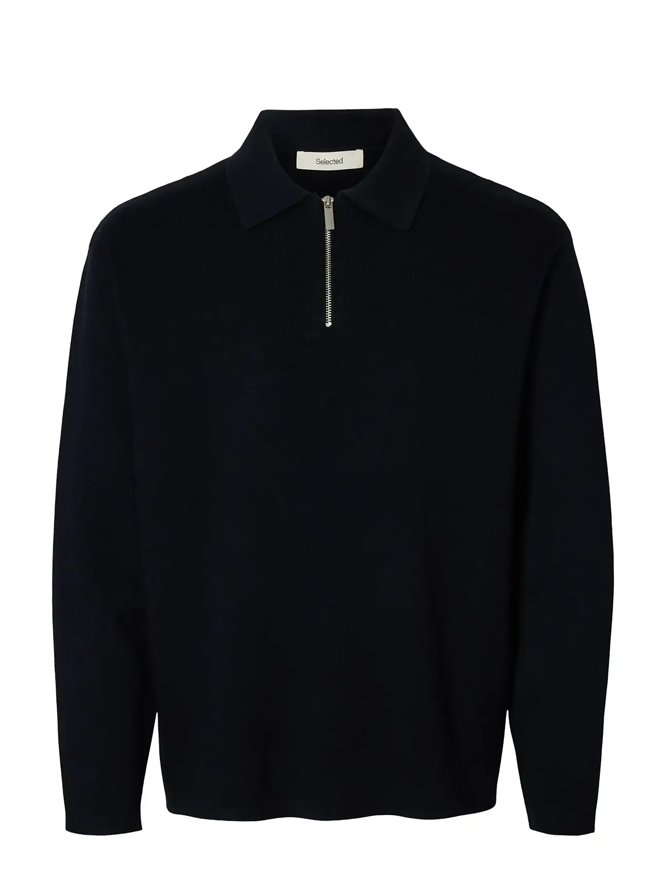 SELECTED Slhteller Fn Relaxed Half Zip Polo Noos Navy - L - Herren