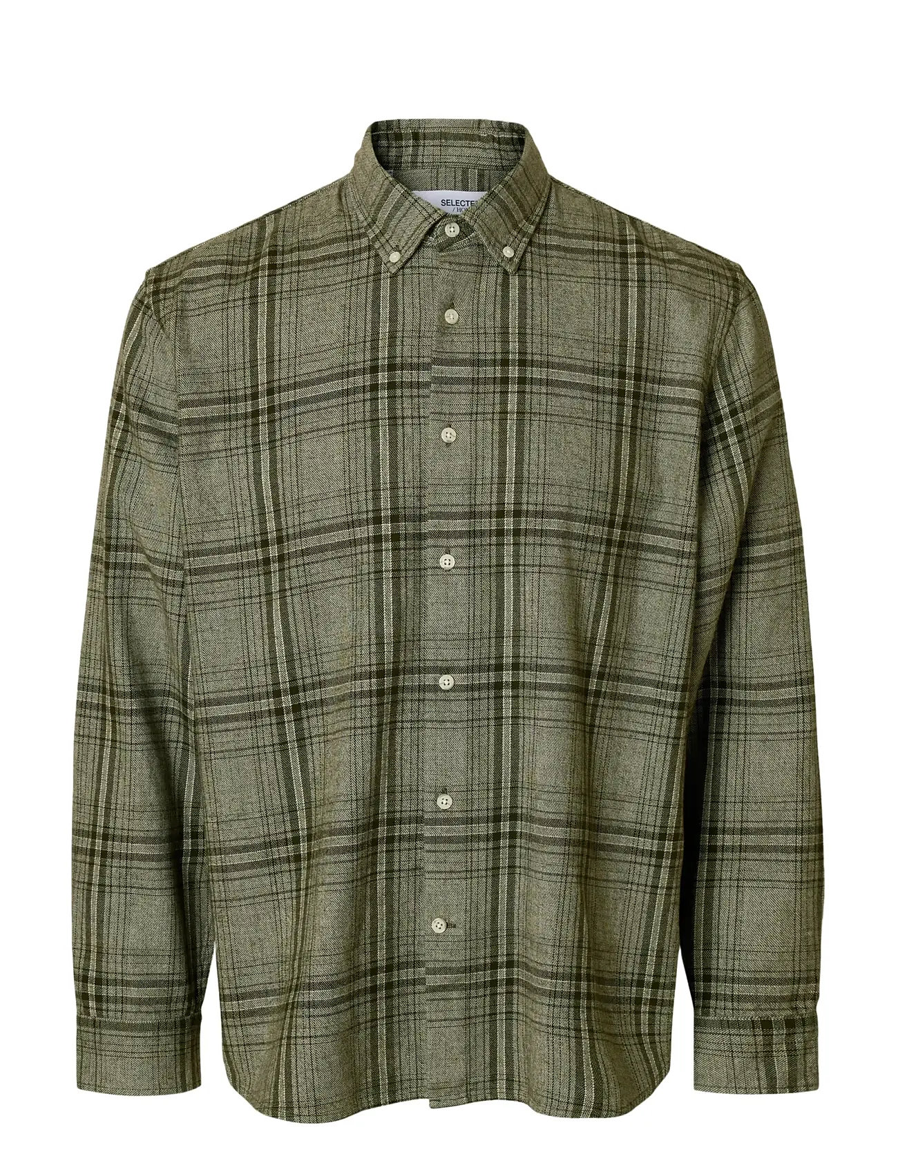 SELECTED Slhregnoah Mix Bdwn Ls Shirt Camp Khaki - XL - Herren