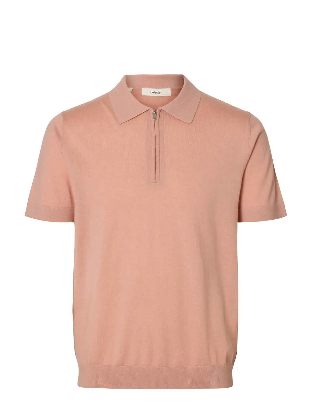SELECTED Slhtray Ss Knit Half Zip Polo Noos Pink - S - Herren