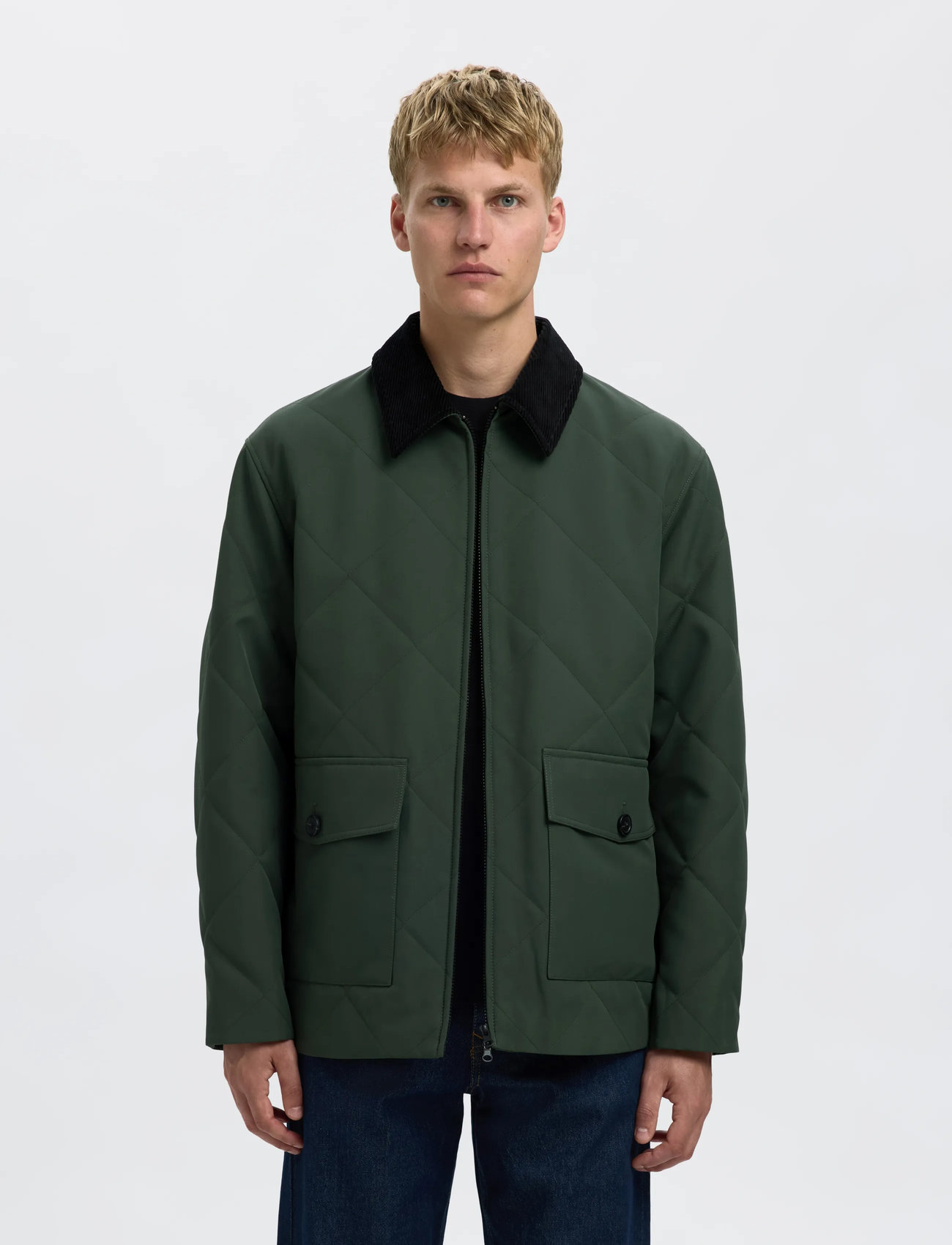 Selected Slhcarlos Quilted Jkt, XXL, Green, Jakker > Quiltede Jakker, Herre