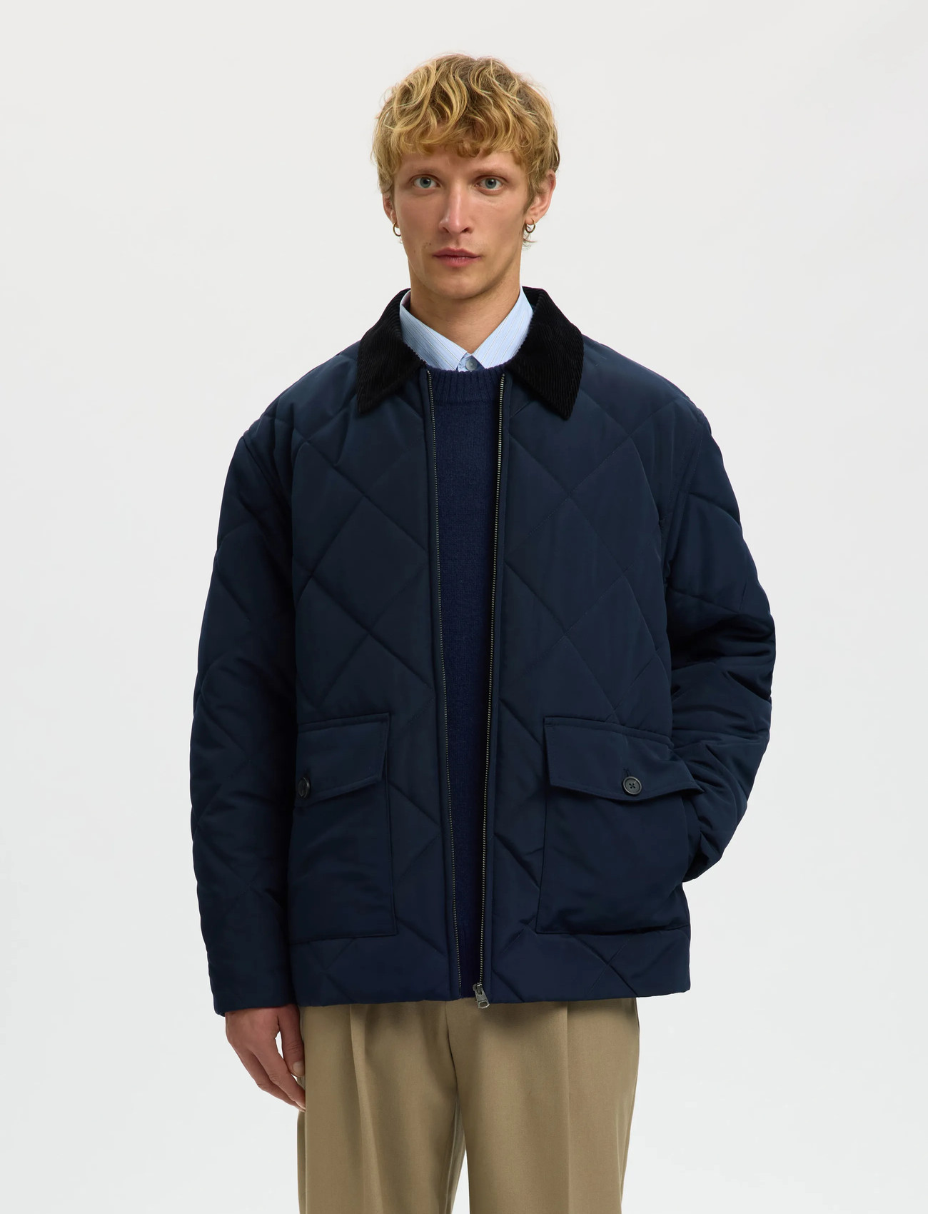 Selected Slhcarlos Quilted Jkt, XXL, Navy, Jakker > Quiltede Jakker, Herre