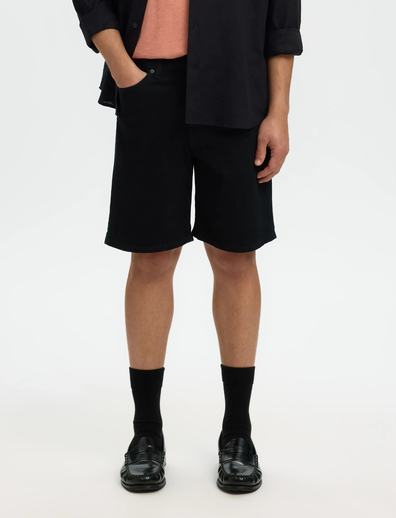 Selected Slhreg Alex Black 705 Denim Short Noos, L, Black, Shorts > Denim Shorts, Herre