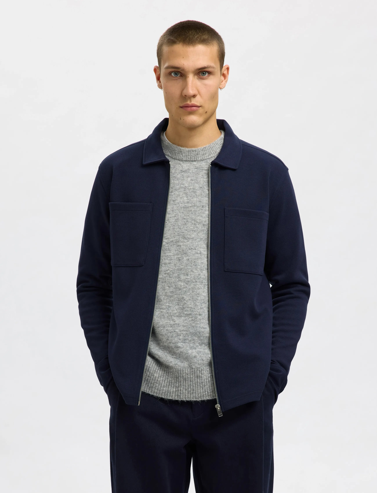 Selected Slhjackie Sweat Zip Jacket Noos, S, Navy, Jakker > Lette Jakker, Herre