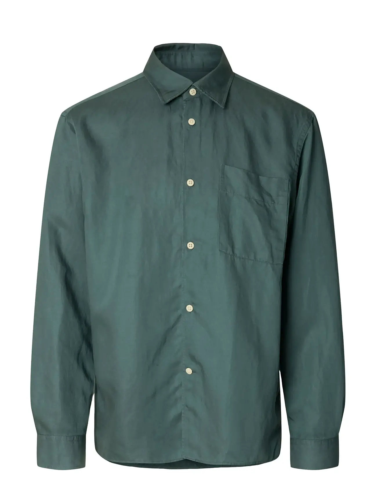 SELECTED Slhrlxmika Tencel Blend Ls Shirt Grün - M - Herren