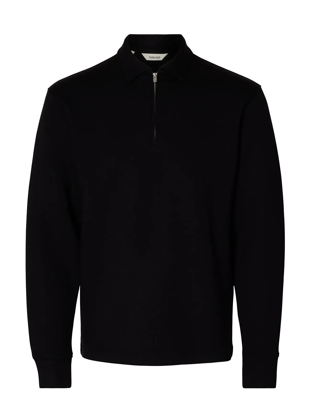 SELECTED Slhemanuel Soft Polo Zip Sweat Noos Schwarz - S - Herren
