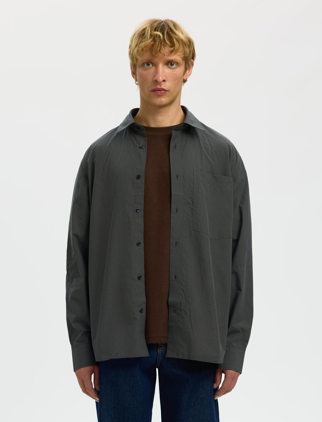 Selected Slhrlxlarry Ls Shirt, L, Green, Skjorter > Afslappet Shirts, Herre