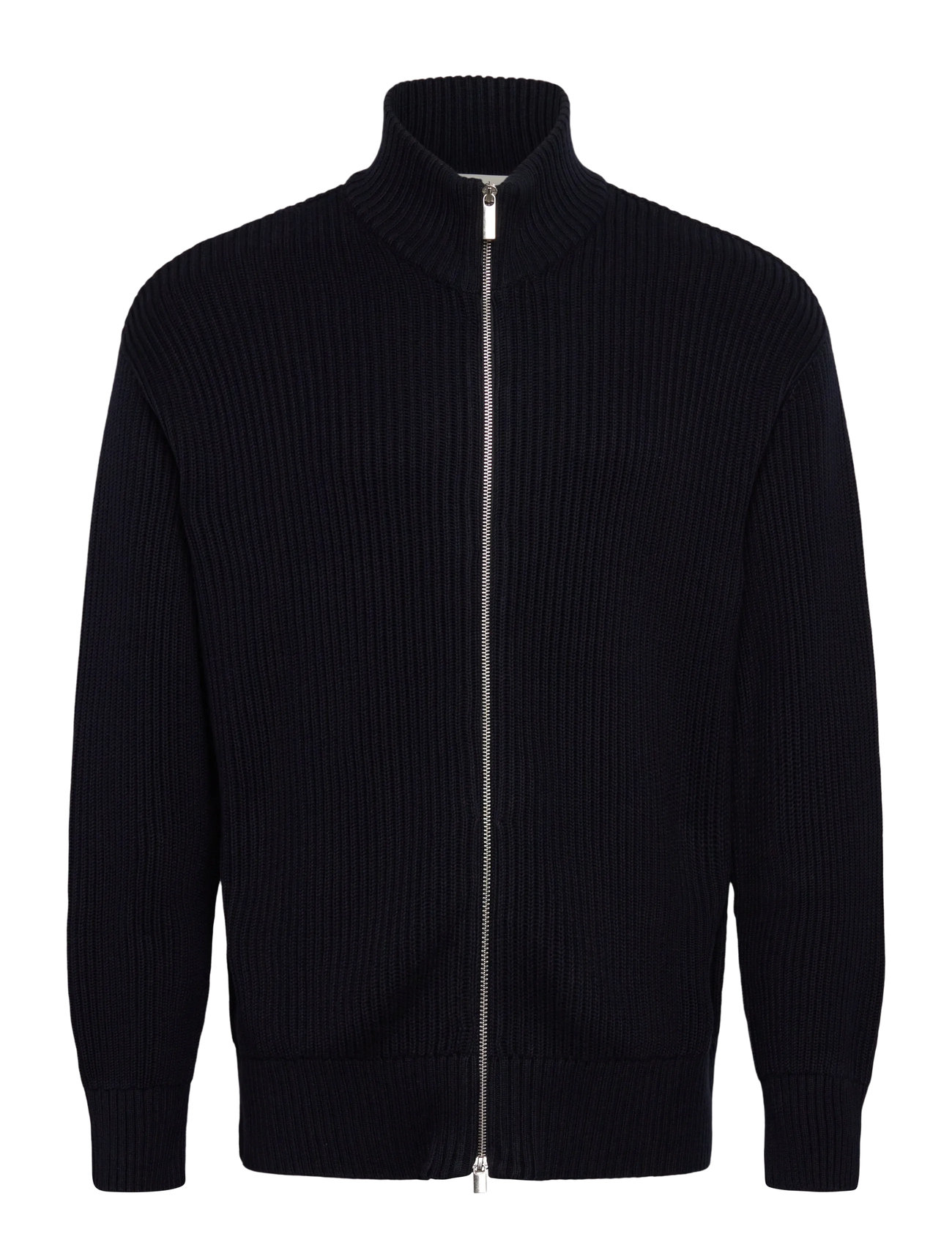 Selected Slhdry Ls Knit Relaxed Full Zip Collar, XL, Black, Strik > Trøjer Med Fuld Lynlås, Herre