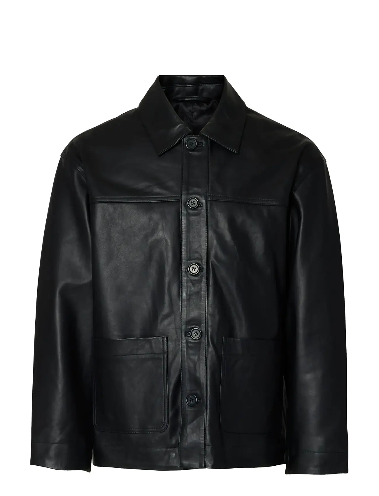 SELECTED Slhcarl Leder Jkt Schwarz - S - Herren