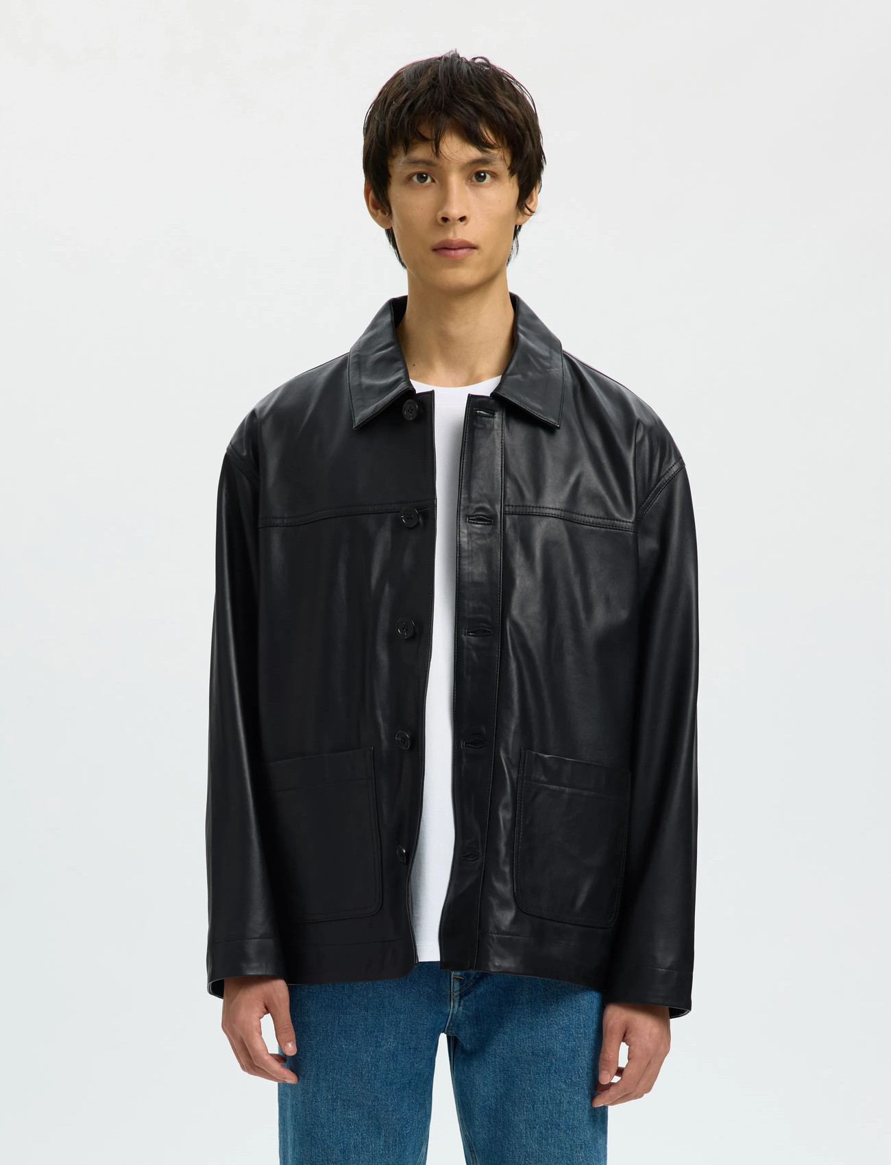Selected Slhcarl Leather Jkt, S, Black, Jakker > Læder, Herre