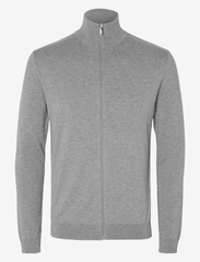 Selected Homme - SLHBERG FULL ZIP CARDIGAN B - cardigans - medium grey melange - 0