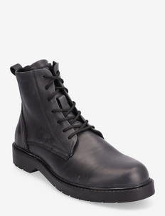 SLHTHOMAS LEATHER BOOT B NOOS - buty sznurowane - black