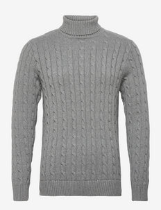 SLHRYAN STRUCTURE ROLL NECK W - džemperi ar augstu apkakli - medium grey melange