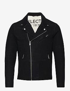 SLHICONIC BIKER SUEDE JKT W - leather jackets - black
