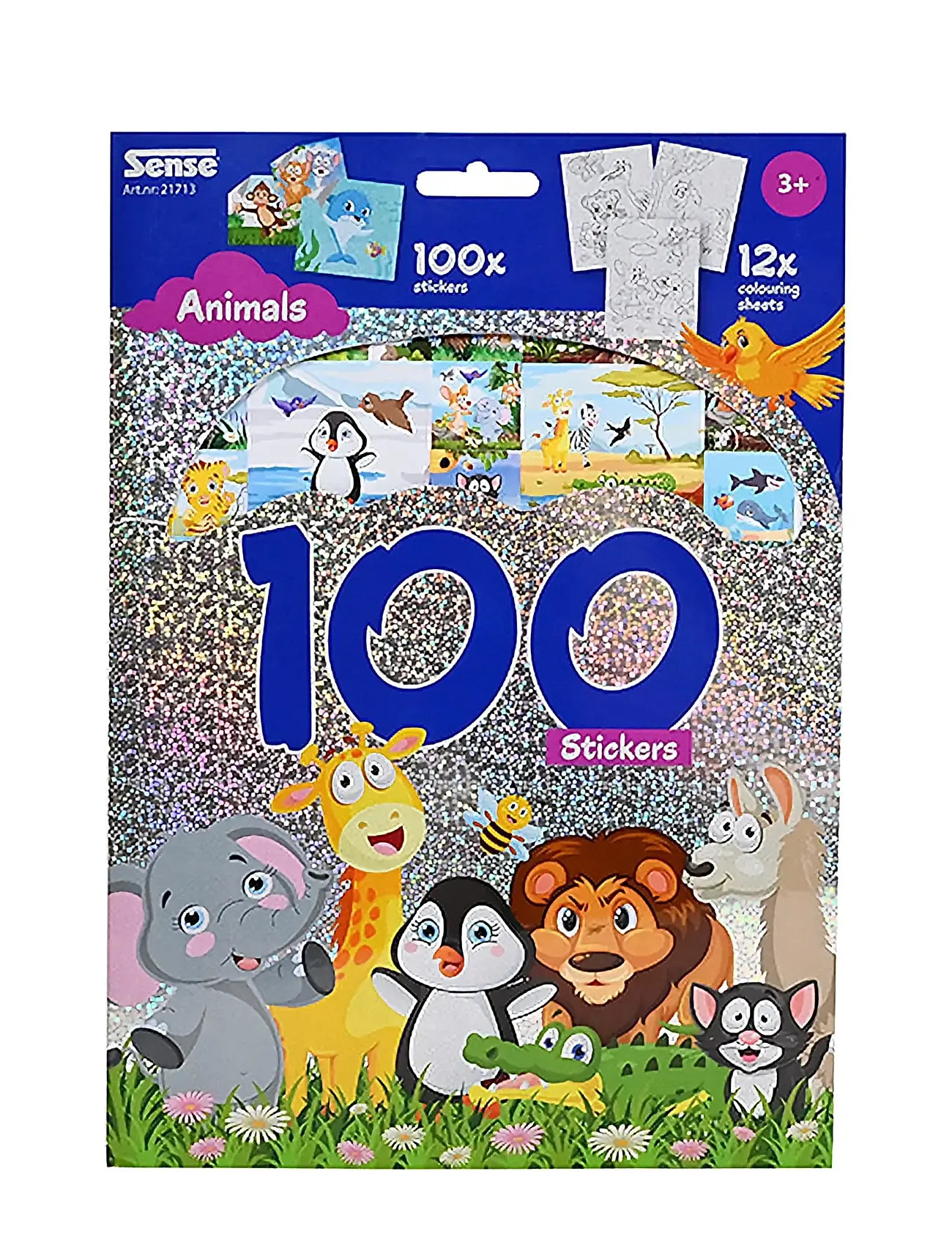 Sense Gulliga Djur 100 Stickers Hologram Multi/patterned