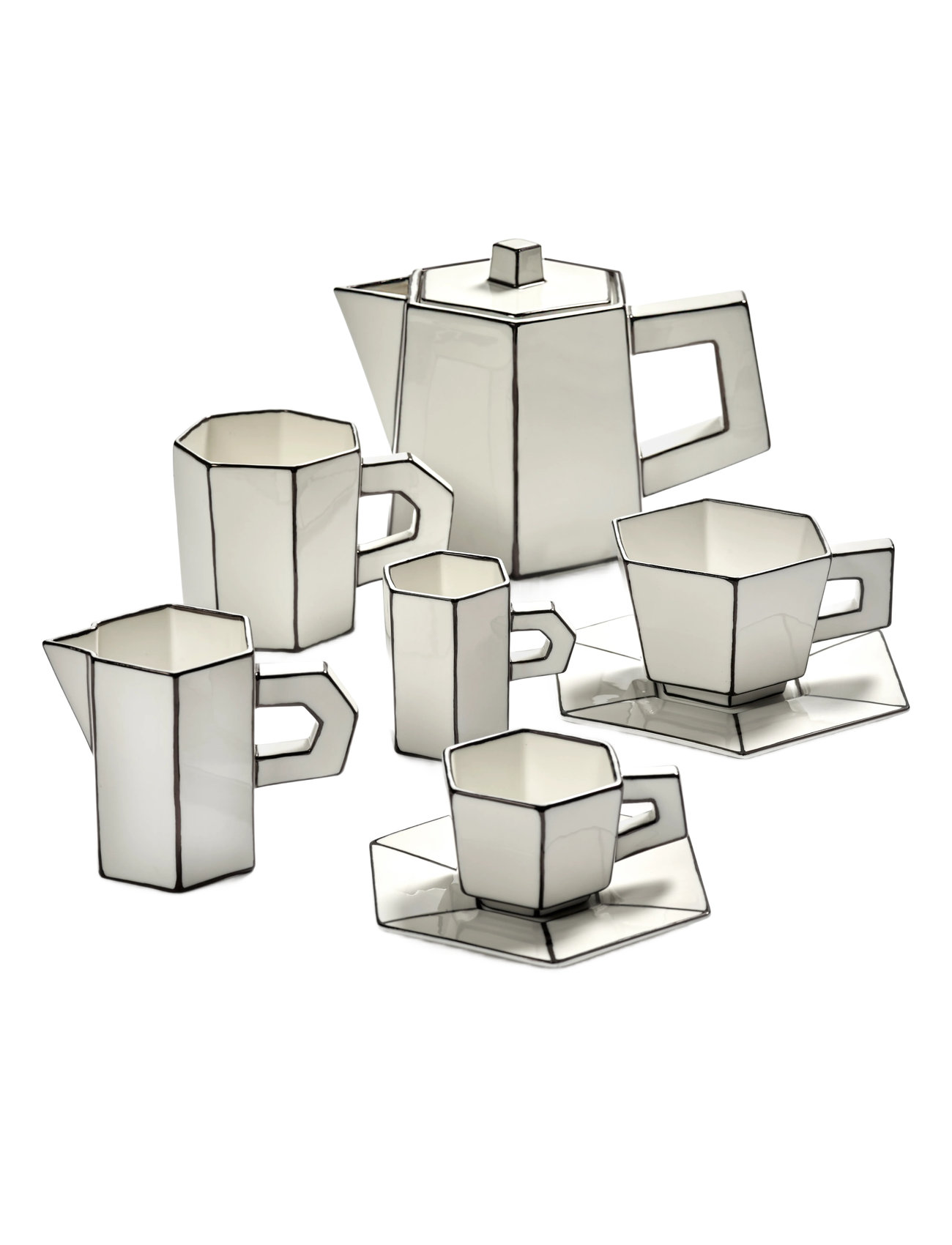 Serax Tea Pot White/Black Carte Blanche, One Size, White, Kander & Karafler > Tekander, Unisex