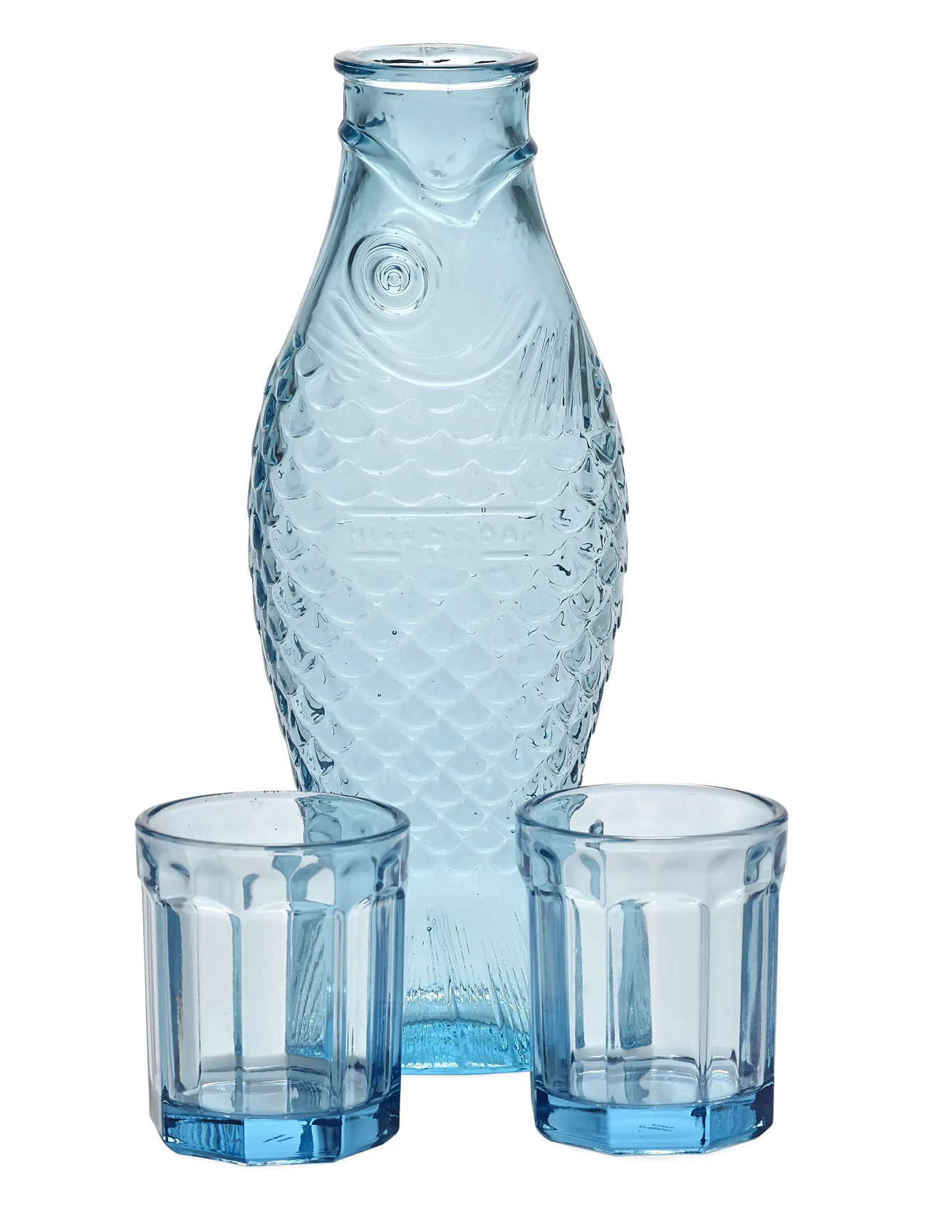 Serax Set Carafe + 2 Glasses M Green Fish&Fish, 85 CL, Blue, Glas > Drikkeglas, Unisex
