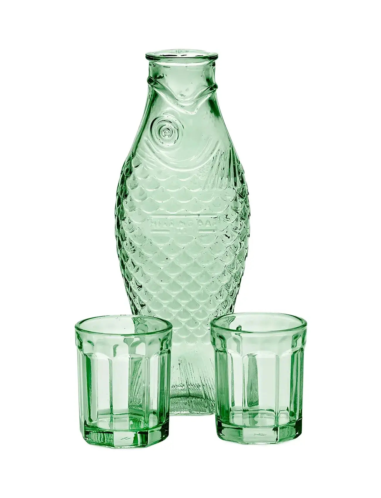 Serax Set Carafe + 2 Glasses M Green Fish&Fish, 85 CL, Green, Glas > Drikkeglas, Unisex