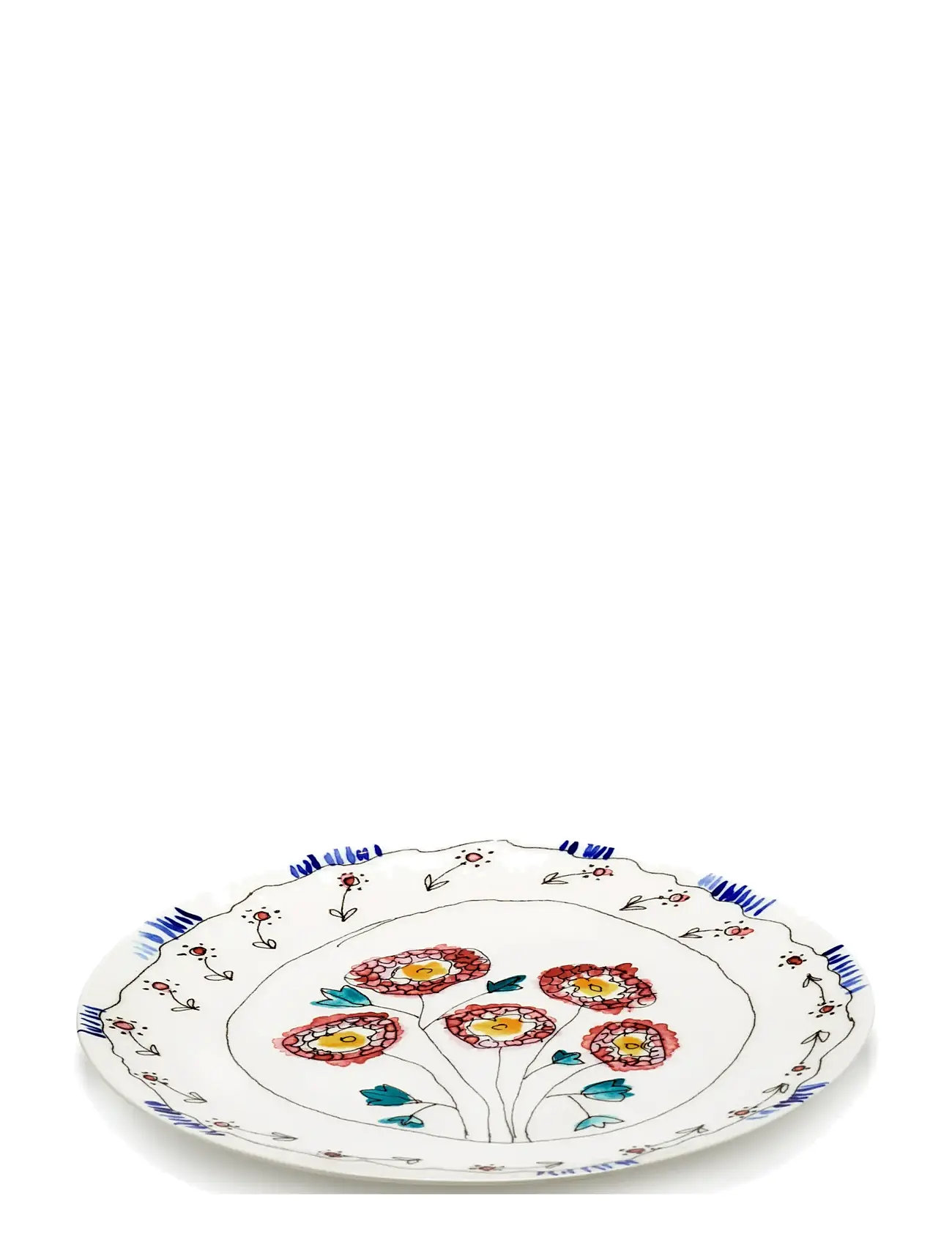 Serax Serax Marni Midnight Flowers Serving Plate L D35cm Anemone Milk, Ø 35 cm, Multi/patterned, Serveringsfade > Serveringsfade, Unisex