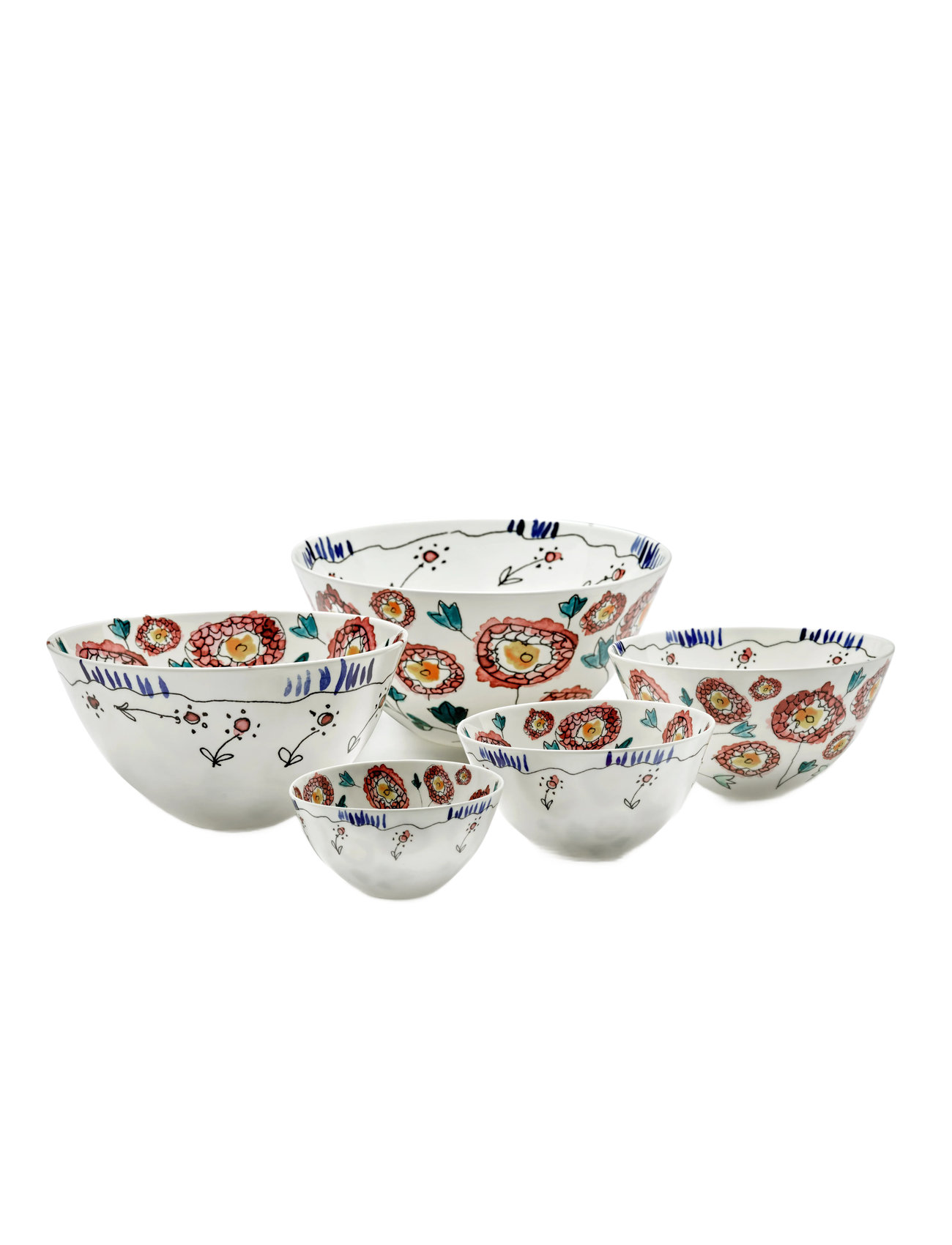 Serax Serax Marni Midnight Flowers Serving Bowl M D22cm Anemone Milk, Ø 22 cm, White, Skåle Og Serveringsfade > Serveringsskåle, Unisex