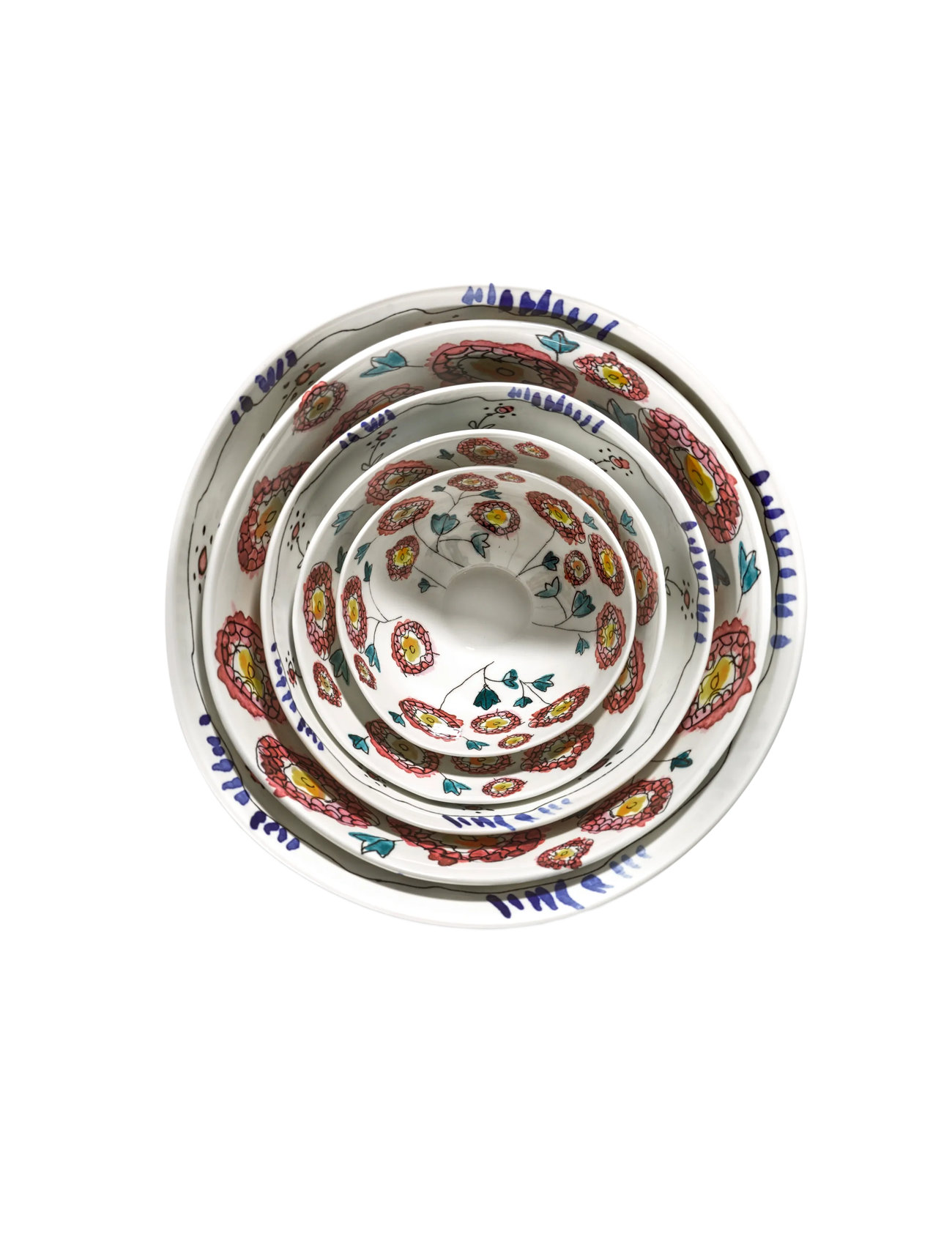 Serax Serax Marni Midnight Flowers Serving Bowl L D25cm Anemone Milk, 250 CL, Multi/patterned, Skåle Og Serveringsfade > Serveringsskåle, Unisex