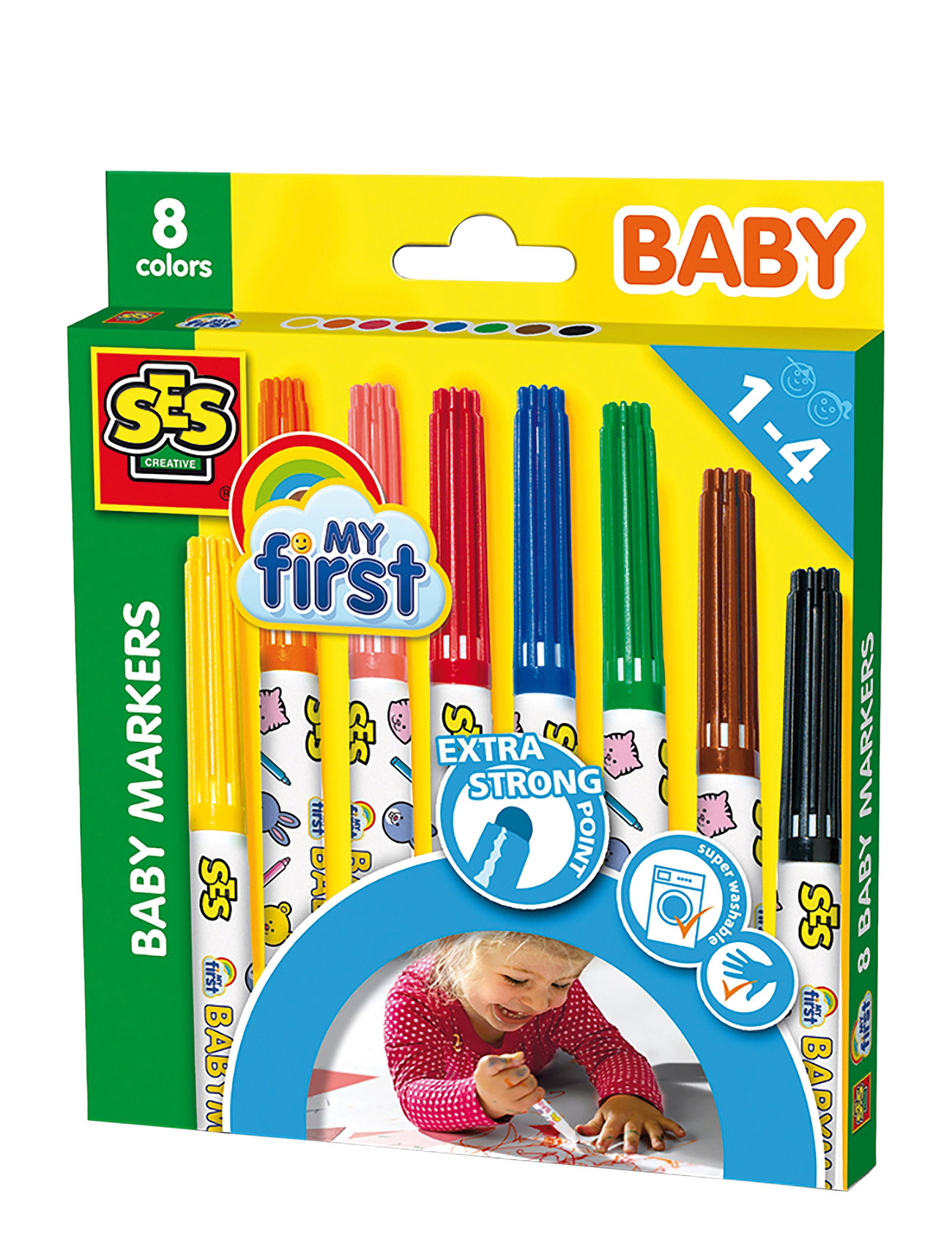 Baby Markers - 8 Colours Toys Creativity Drawing & Crafts Drawing Coloured Pencils Multi/patterned SES Creative