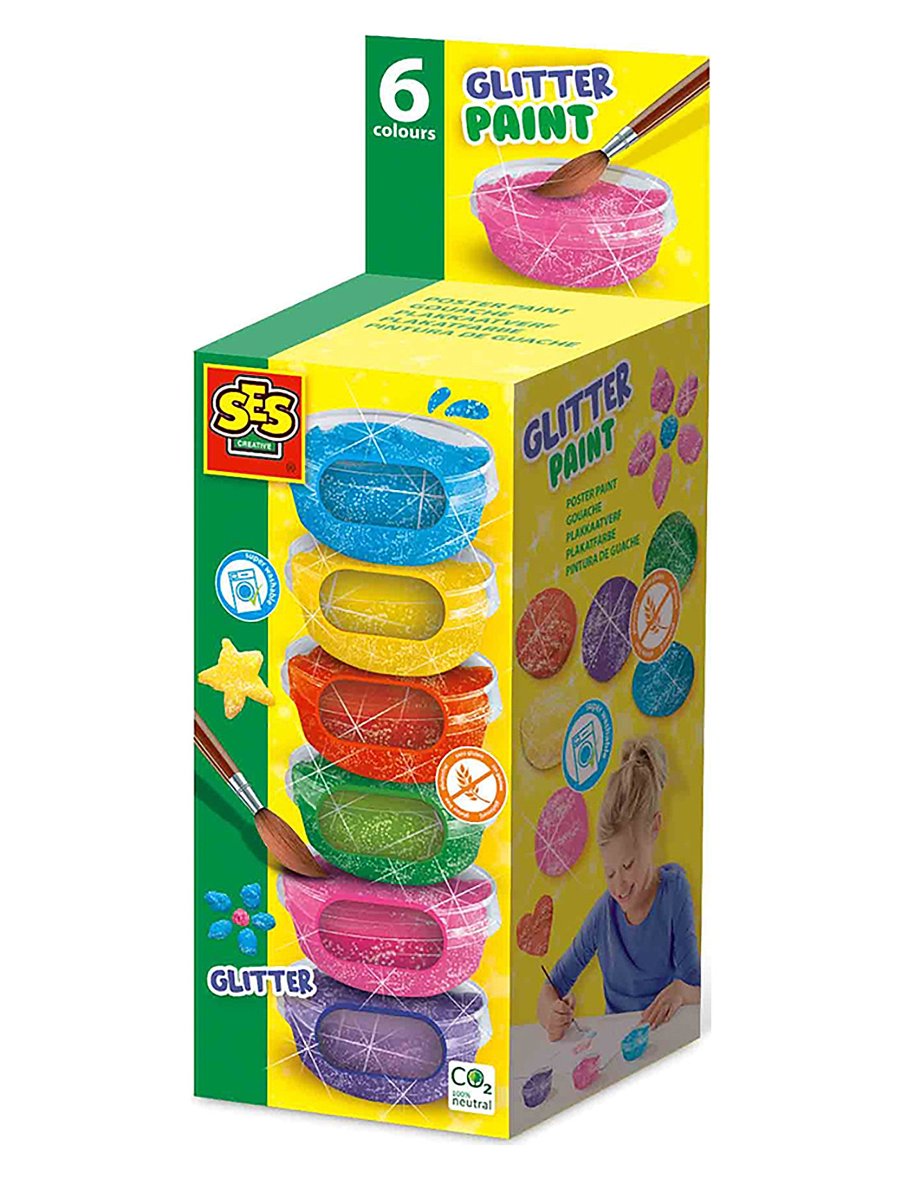 Poster Paint Glitter 6X45Ml Toys Creativity Drawing & Crafts Drawing Paints Multi/patterned SES Creative