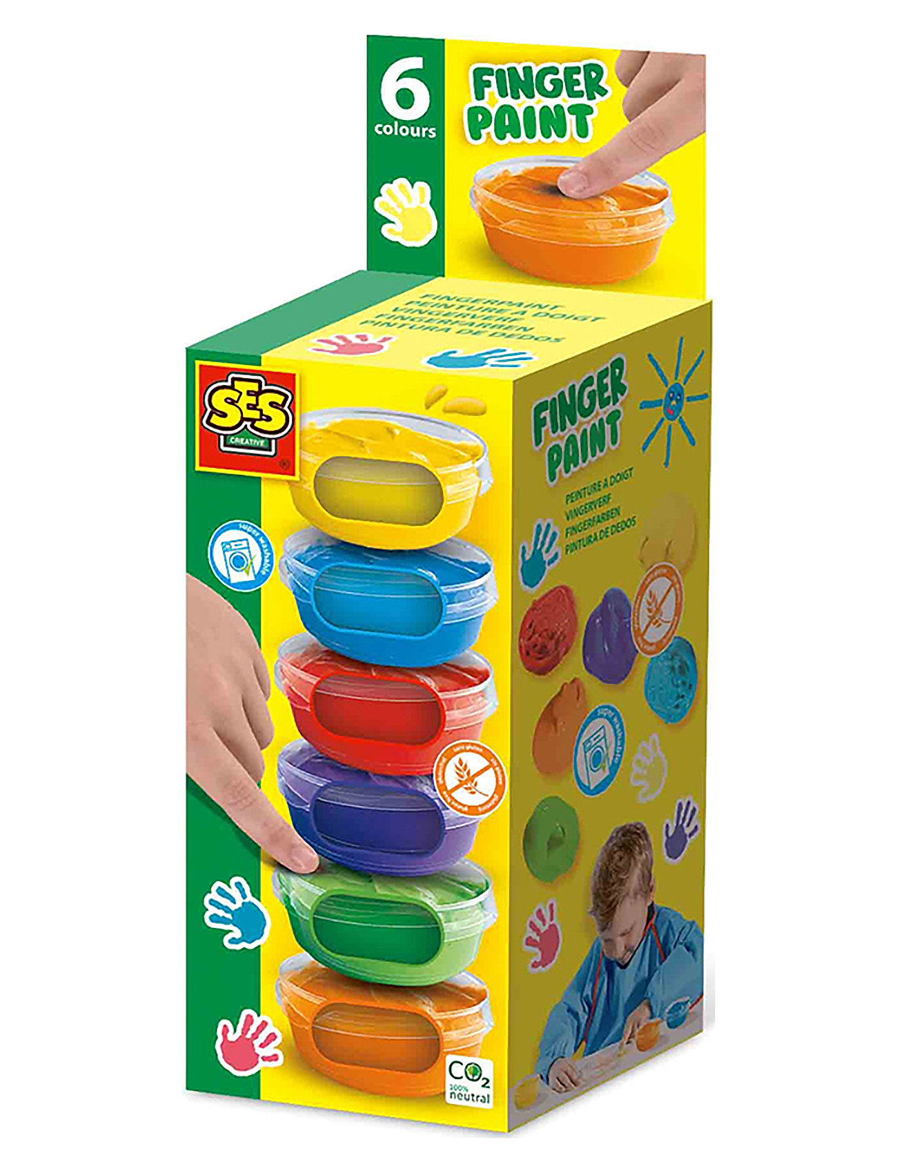 SES CREATIVE Fingerpaint 6X45Ml Patterned - One Size - Kinder