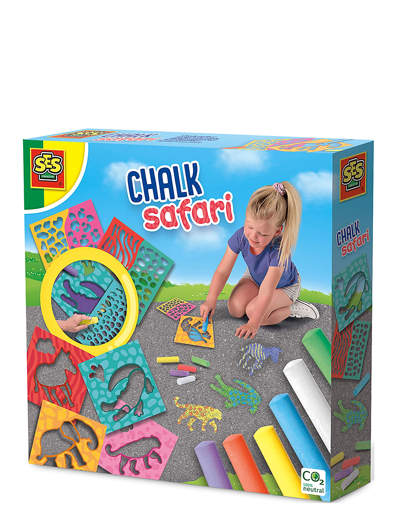 SES CREATIVE Playground Chalks - Safari Patterned - One Size - Kinder