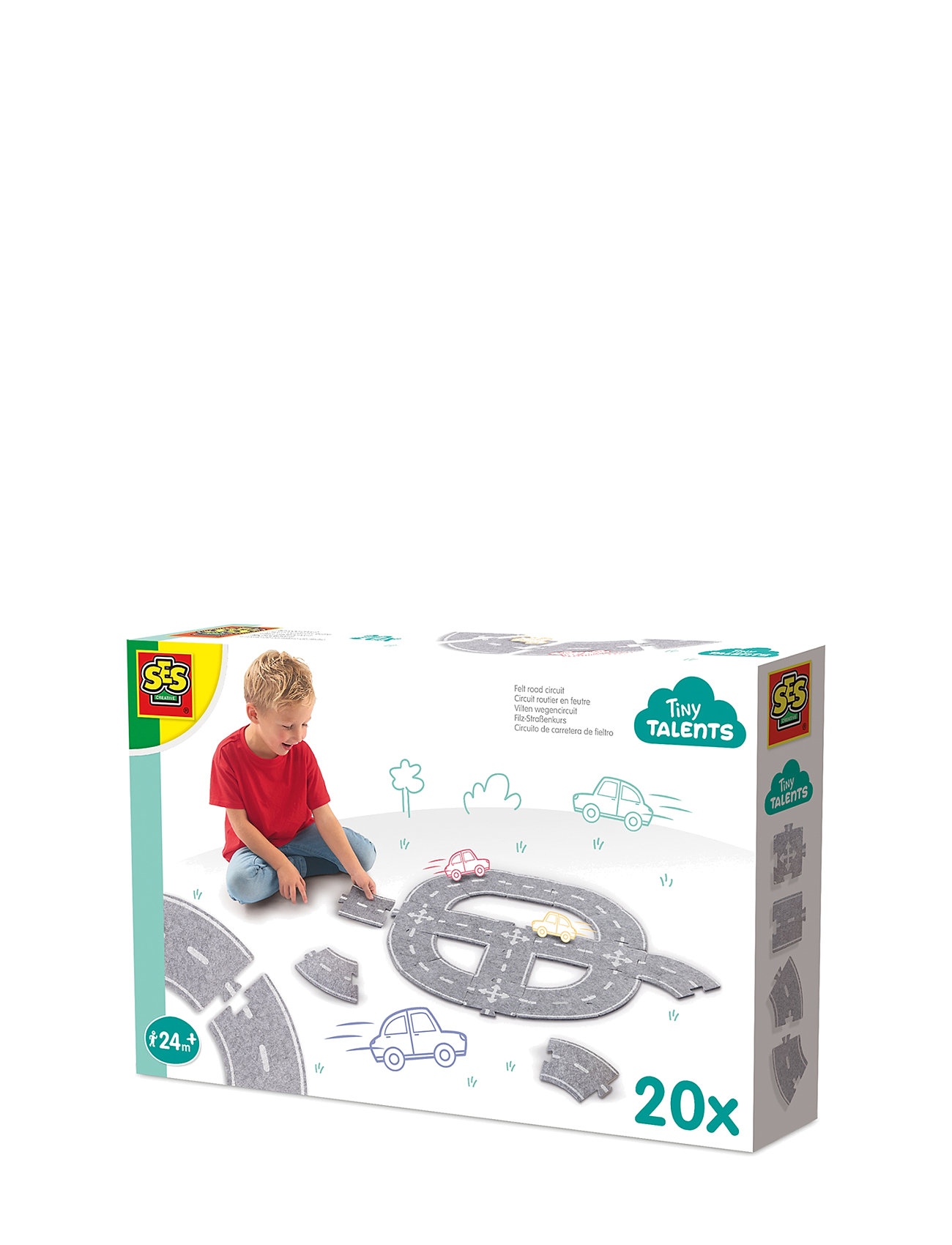 Felt Road Circuit 20 Parts Toys Toy Cars & Vehicles Race Tracks Grey SES Creative
