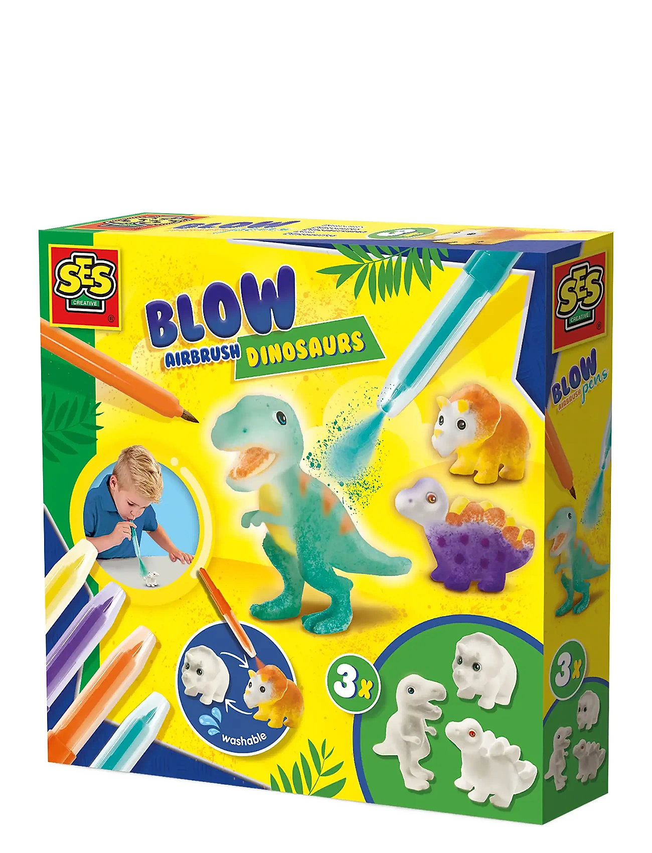 Blow Pens - Airbrush Dinosaurs Toys Creativity Drawing & Crafts Drawing Paints Multi/patterned SES Creative