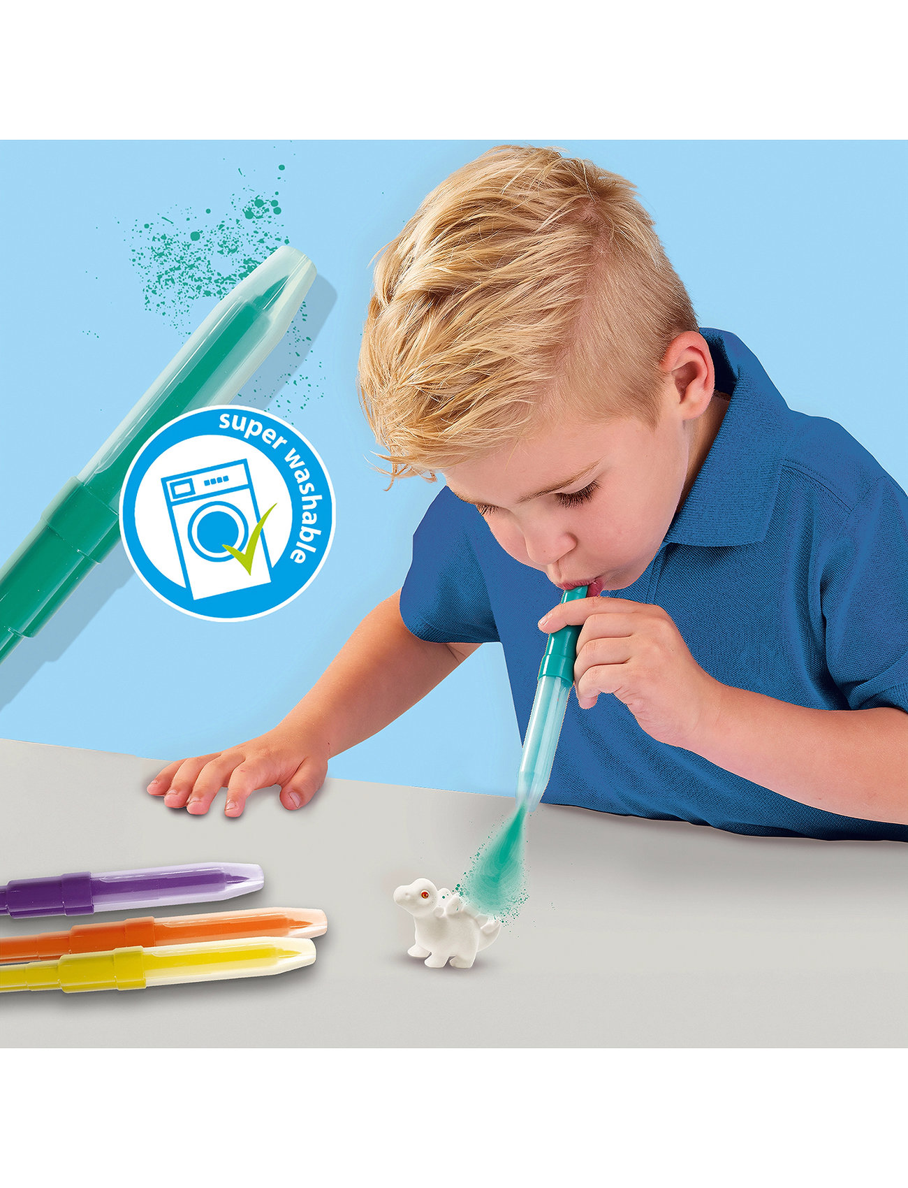 SES Creative Blow Pens - Airbrush Dinosaurs, One Size, Multi/patterned, Tegning > Maling, Børn