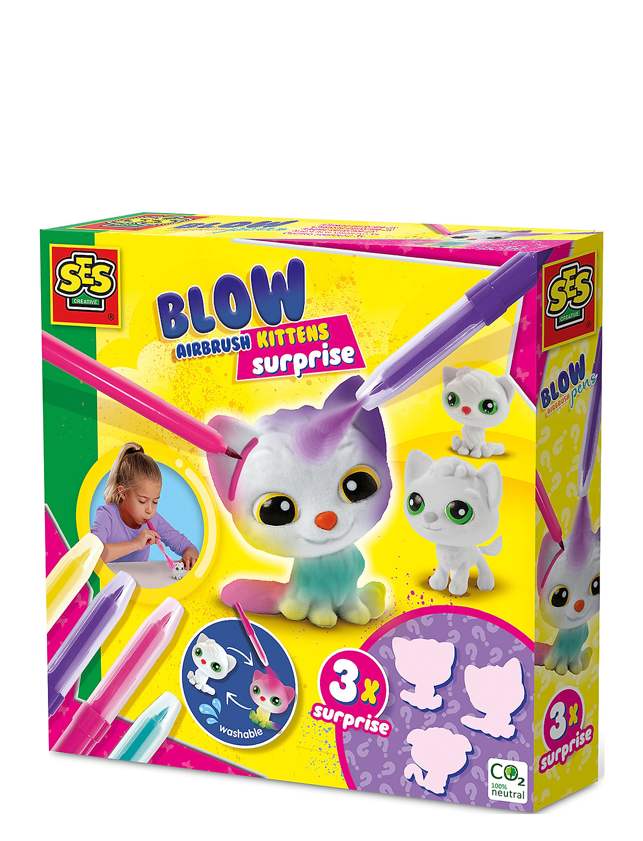 Blow Pens - Decorate 3 Kittens Toys Creativity Drawing & Crafts Craft Craft Sets Multi/patterned SES Creative