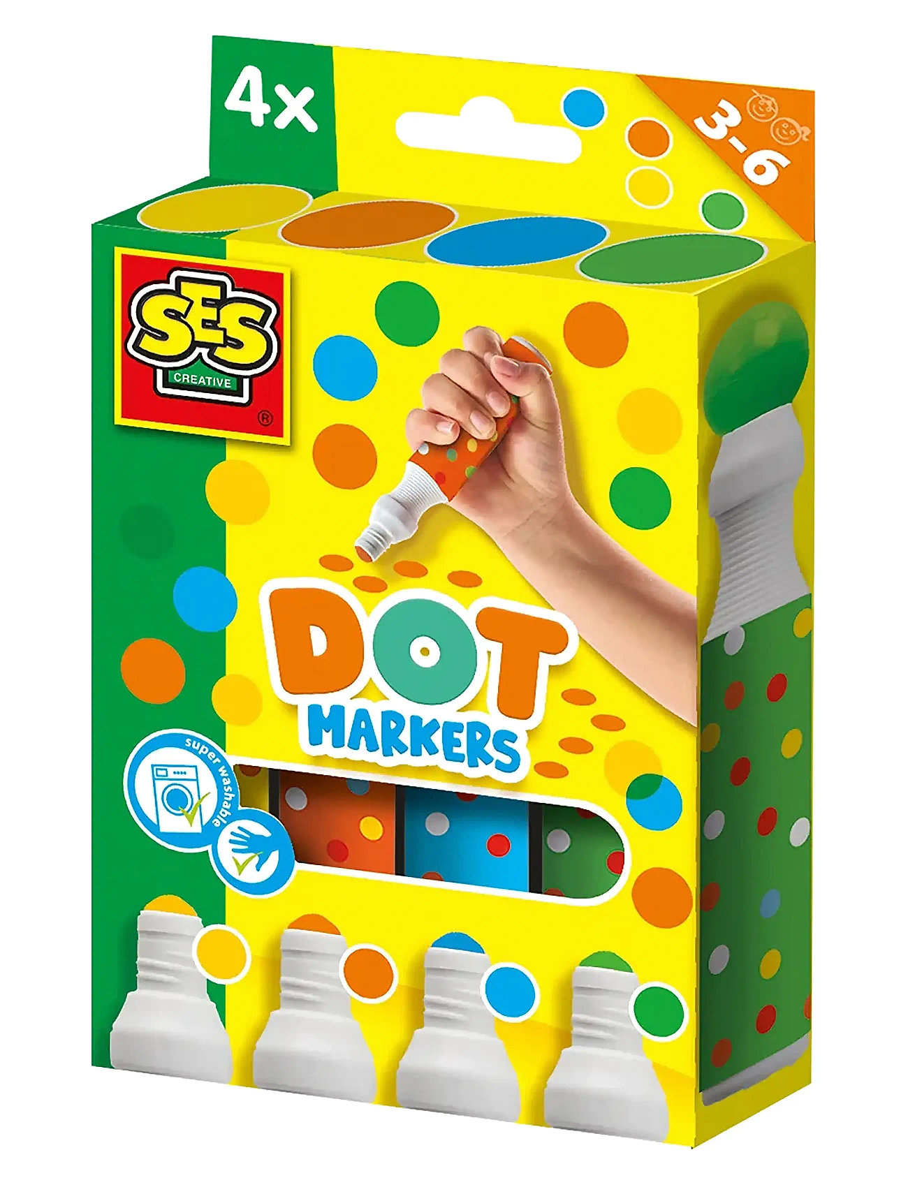Dot Markers - 4 Colours Xxl Toys Creativity Drawing & Crafts Drawing Coloured Pencils Multi/patterned SES Creative