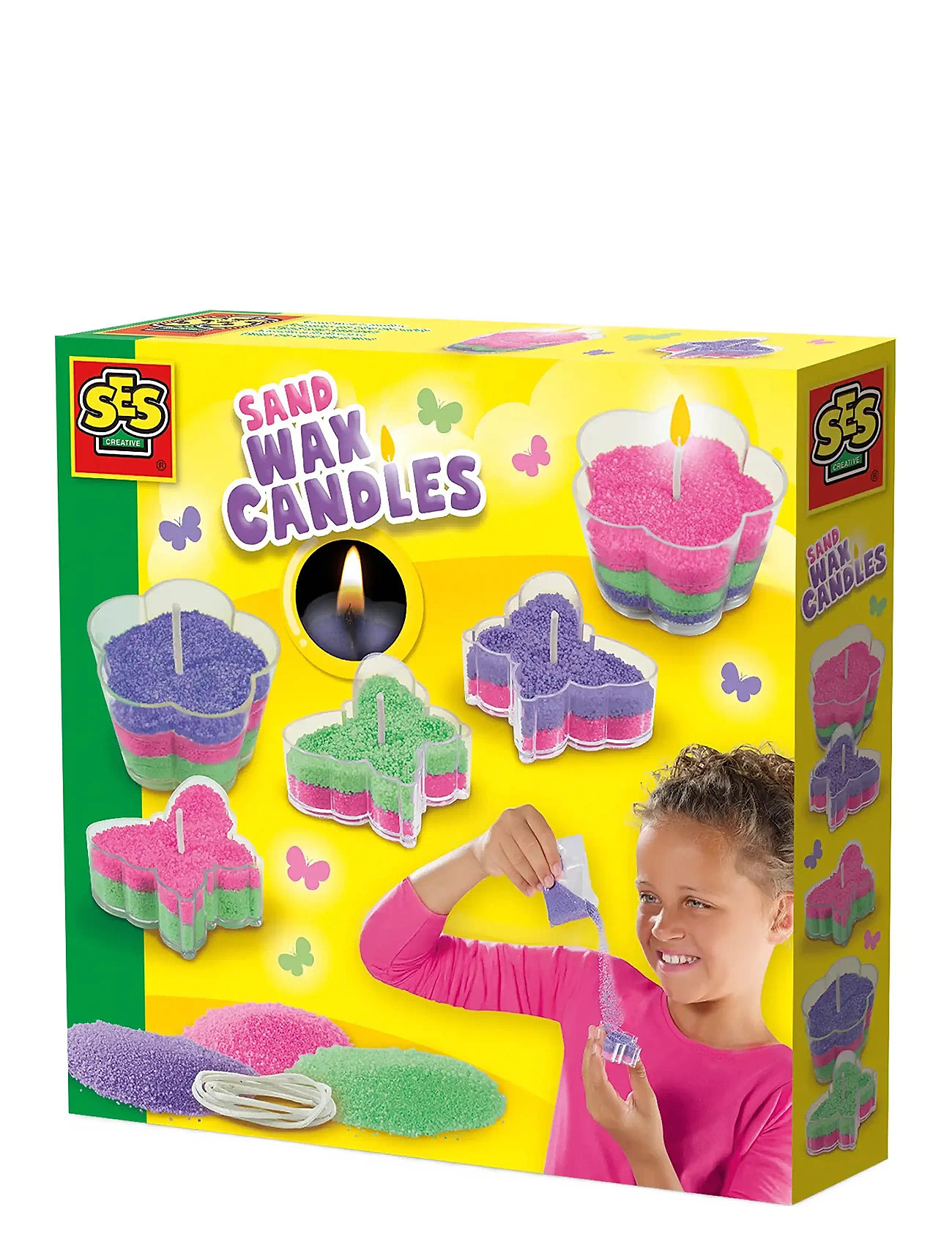 SES CREATIVE Sand Wax Candles - Flowers Und Butterflies Patterned - One Size - Kinder
