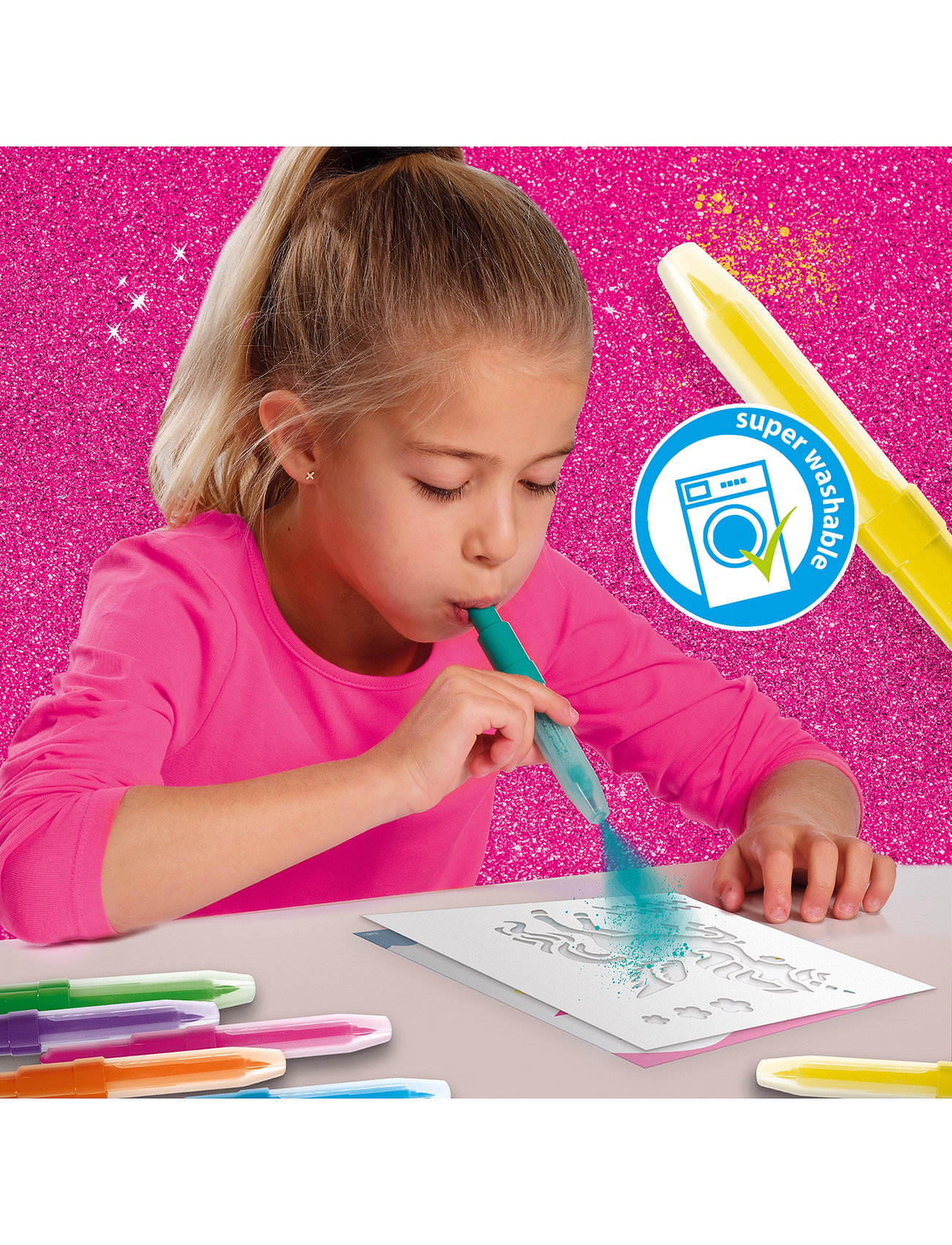 SES Creative Blow Pens - Airbrush Unicorn, One Size, Multi/patterned, Håndværk > Håndværkssæt, Børn