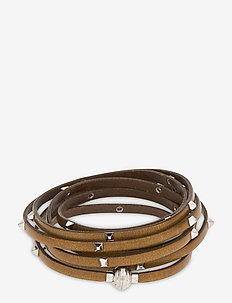 AREZZO army bracelet w/pyramid studs - bangles - leather