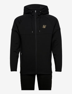 tape zip through hoodie & joggers set - track jackets - black