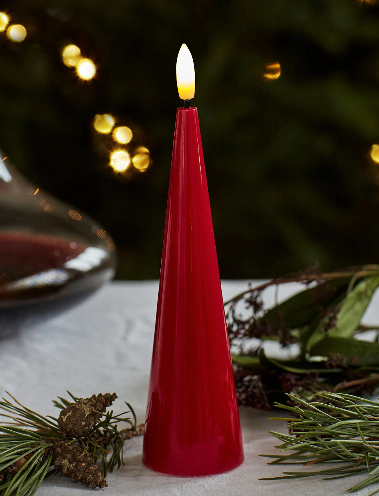 Sirius Home Sille Lacquer, Coneshape, H:17 cm, Red, Stearinlys > Led-Lys, Unisex