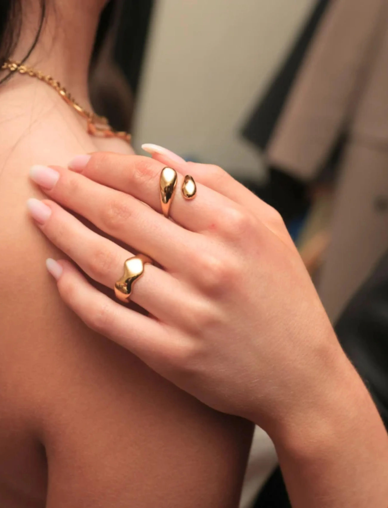 Sistie Drops - Ring Gold-Plated, 52, Gold, Smykker > Ringe, Dame