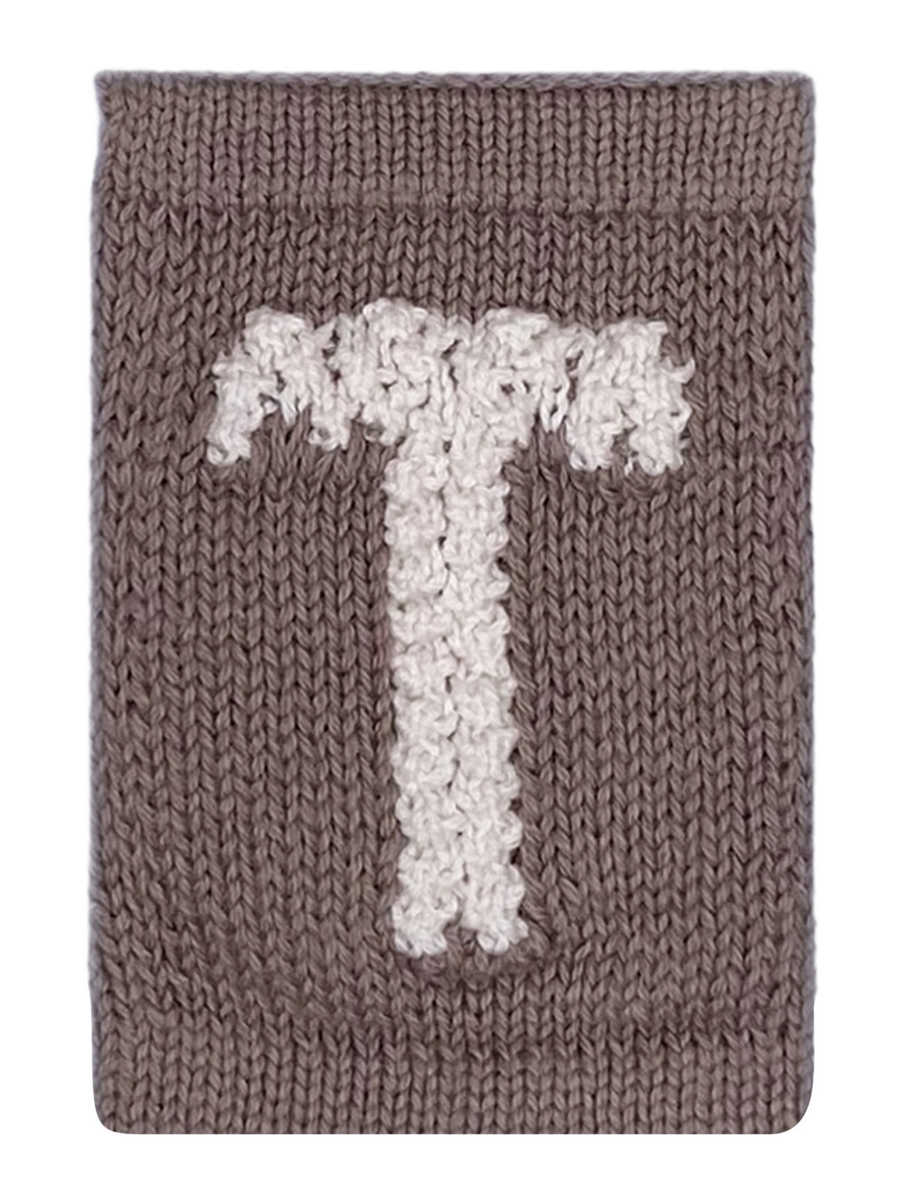 Knitted Letter T, Nature Brown Smallstuff